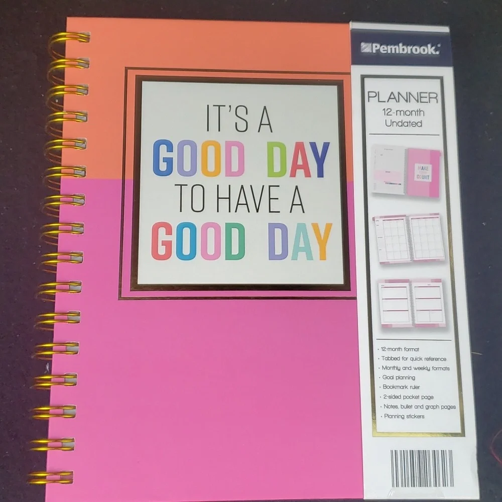 It's A Good Day To Have A Good Day 12 Month PINK Planner Undated NWT